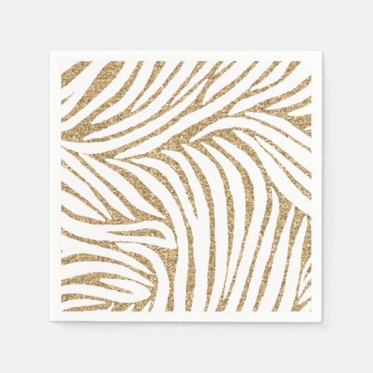 Gouden Faux Glitter Zebra Print Servetten (Voorkant)