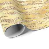 Gouden Faux Glitter Zebra Strepen Cadeaupapier (Rol Hoek)