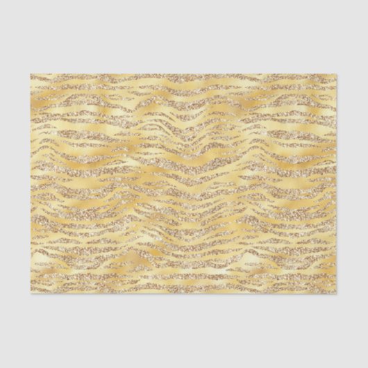 Gouden Faux Glitter Zebra Strepen Tissuepapier (Voorkant)