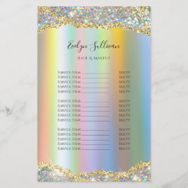 Gouden faux iriserende glitter folie prijslijst flyer