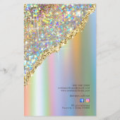 Gouden faux iriserende glitter folie prijslijst flyer (Achterkant)