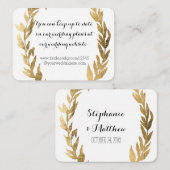 Gouden Faux Laurel Olijfblad Krans Bruiloft Websit Informatiekaartje (Voorkant / Achterkant)
