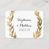 Gouden Faux Laurel Olijfblad Krans Bruiloft Websit Informatiekaartje (Achterkant)