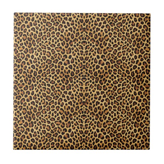 Gouden Faux Leopard Huidpatroon Print Tegeltje (Voorkant)