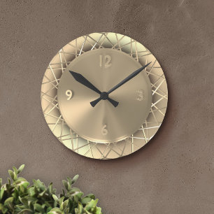 Gouden Faux Metalen Draad Stijlvolle Chique Modern Ronde Klok