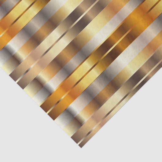 Gouden Faux Metallic Diagonale Strepen Tissuepapier (Detail)