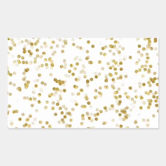 Gouden Faux Metallic Dot Bokeh Achtergrond Bling Rechthoekige Sticker (Voorkant)