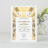 Gouden faux papier gesneden filigraan kant bruilof kaart (Staand voorkant)