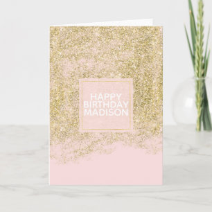 Gouden Faux schittert bloost Roze Fonkeling Kaart