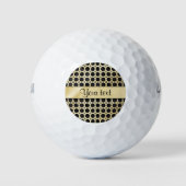 Gouden Faux & Sparkly Black Glitter Spots Golfballen (Voorkant)