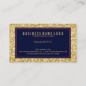 Gouden fax glitter met zwarte en koraalrode accent visitekaartje (Achterkant)