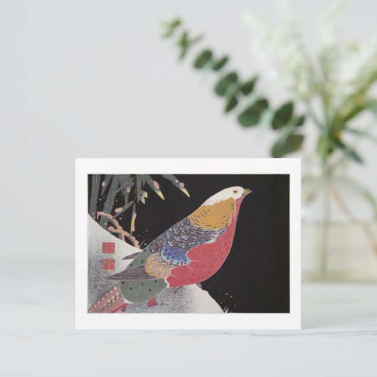 Gouden Fazant in de Sneeuw, Jakuchū Briefkaart (Staand voorkant)