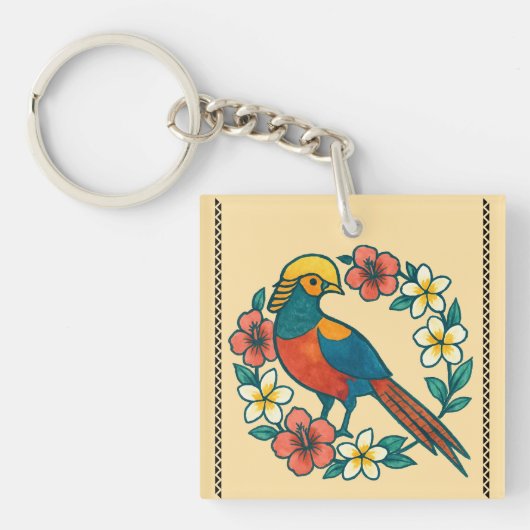 gouden fazant sleutelhanger (voorkant)