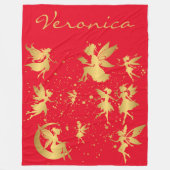 Gouden feeën met Pixie Dust op Red Monogram | Fleece Deken (Voorkant)