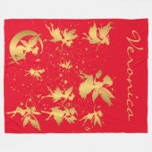 Gouden feeën met Pixie Dust op Red Monogram | Fleece Deken (Voorkant (Horizontaal))