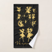 Gouden feeën met Pixie Dust op zwart monogram | Bad Handdoek (Handdoek)