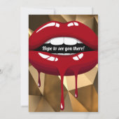 Gouden Feest Glamour Luxe Rode Drip Druppende Lipp Kaart (Achterkant)
