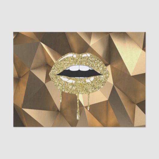 Gouden Feest Luxe Glam Glittersuede Drip Drippende Tissuepapier (Voorkant)