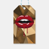 Gouden Feest Luxe Glam Rode Drup Drippende Lippen Cadeaulabel (Achterkant)