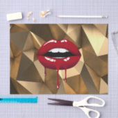 Gouden Feest Luxe Glam Rode Drup Druppende Lippen Tissuepapier (Craft)
