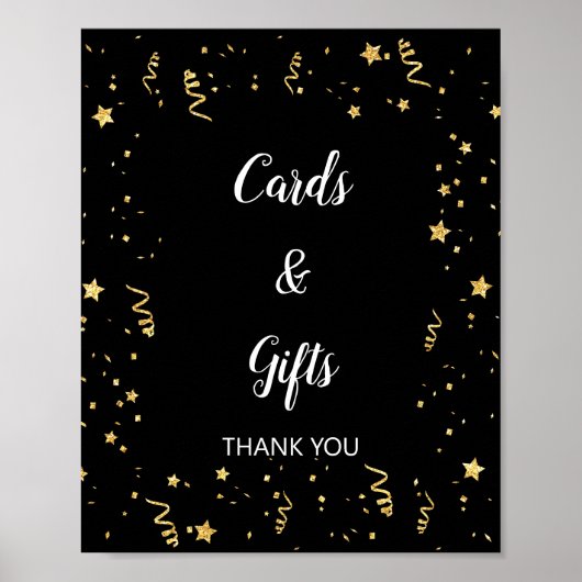 Gouden Feest op Zwarte Kaarten & Cadeaus Bord Poster (Voorkant)