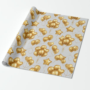 Gouden Feestballonnen Patroon Cadeaupapier