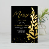 Gouden feestdag met gouden bloem folie uitnodiging (Staand Voorkant)
