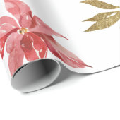 Gouden Feestelijke Botany Kerstpatroon Cadeaupapier (Rol Hoek)