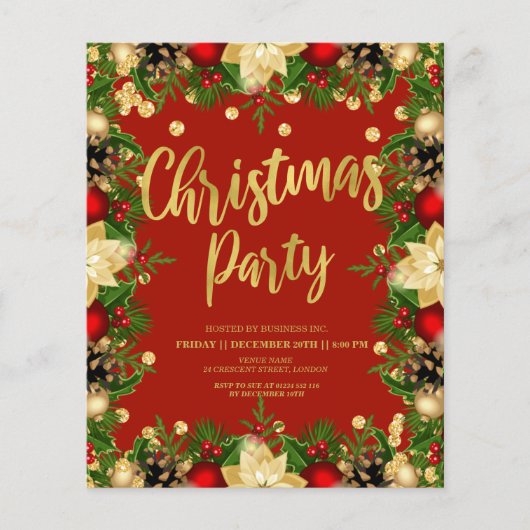 Gouden Feestelijke Glitter Kerst Corporate Red (Voorkant)