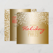Gouden feestelijke glitter sparkle uitnodiging (Voorkant / Achterkant)