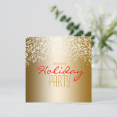 Gouden feestelijke glitter sparkle uitnodiging (Staand voorkant)