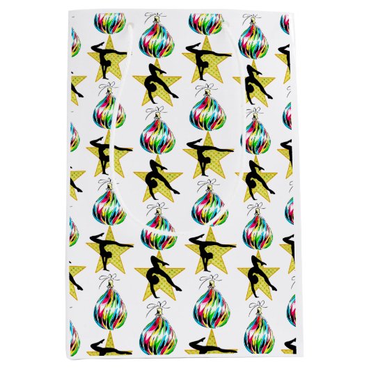 GOUDEN FEESTELIJKE GYMNASTIEK ONTWERP MEDIUM CADEAUZAKJE (Voorkant)