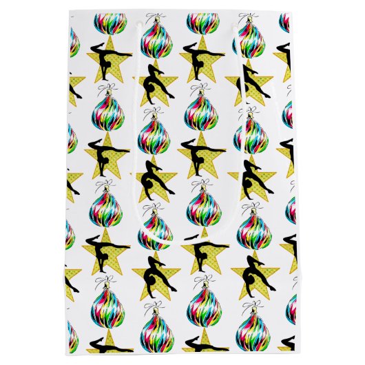 GOUDEN FEESTELIJKE GYMNASTIEK ONTWERP MEDIUM CADEAUZAKJE (Achterkant)