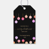 Gouden Feestelijke Kerst Kleurrijke Hangende Ornam Cadeaulabel (Voorkant)