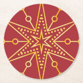 Gouden feestelijke sterrenhemel ronde kartonnen onderzetter (Voorkant)