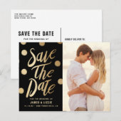 Gouden Feestelijke Stippen Foto Save the Date Brie Aankondigingskaart (Voorkant / Achterkant)