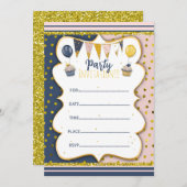 Gouden feestelijke uitnodiging om met de hand te s (Voorkant / Achterkant)