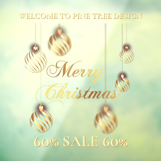 Gouden Feestelijke Zakelijke Verkoop Vrolijk Kerst Raamsticker (Vel 3)