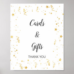 Gouden feestkaarten en cadeaus bord poster