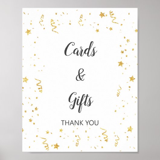 Gouden feestkaarten en cadeaus bord poster (Voorkant)