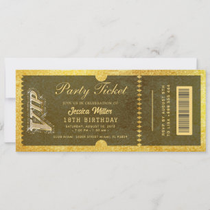 gouden feestticket uitnodigingen