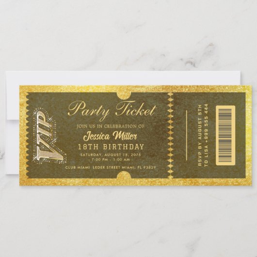 gouden feestticket uitnodigingen (Voorkant)