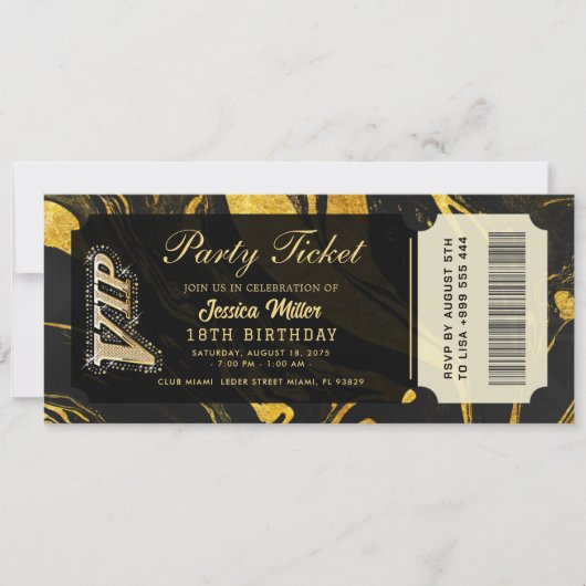 gouden feestticket uitnodigingen (Voorkant)