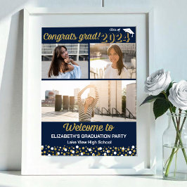 Gouden felicitaties met de afgestudeerde 3 foto-co poster