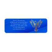 Gouden feniks op blauw etiket (Voorkant)