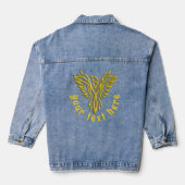 Gouden feniks rijzende - reliëf look met jouw teks denim jacket (Achterkant)