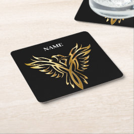 Gouden fenix, elegant kartonnen onderzetters