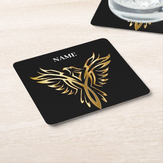 Gouden fenix, elegant kartonnen onderzetters (Schuin)