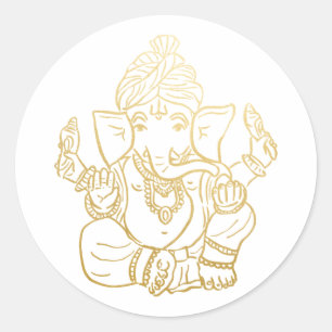 Gouden Festieve Ganesh Indiase God Ganpati Ronde Sticker