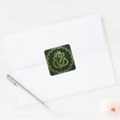 Gouden Festieve Ganesh | Indiase God Groene Vierkante Sticker (Envelop)